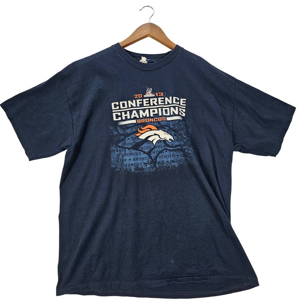 Alstyle Denver Broncos Mens XL‎ Navy 2013 AFC Champions Y2K Streetwear Tee